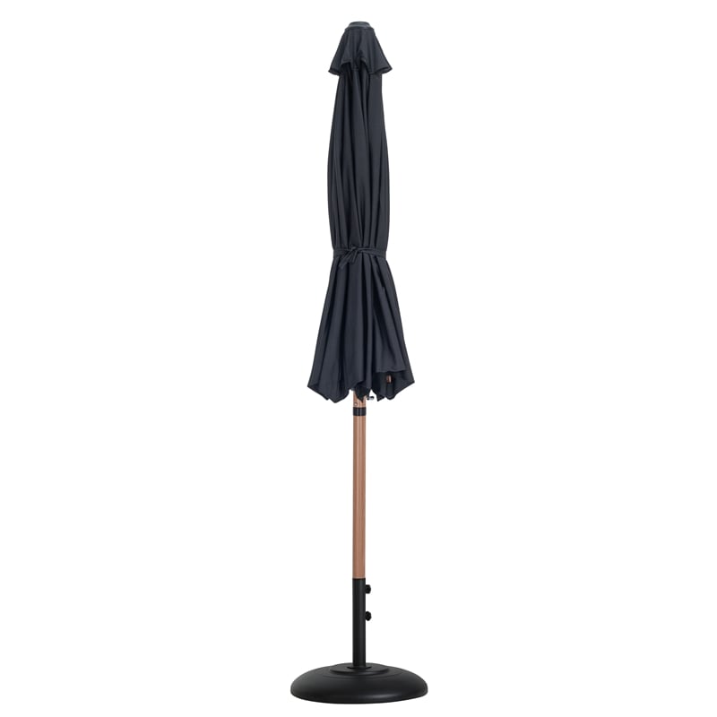 Meridian Furniture Fiji Black Polyester Patio Umbrella with Base Set