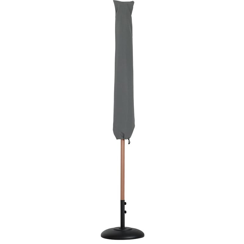 Meridian Furniture Fiji Black Polyester Patio Umbrella with Base Set