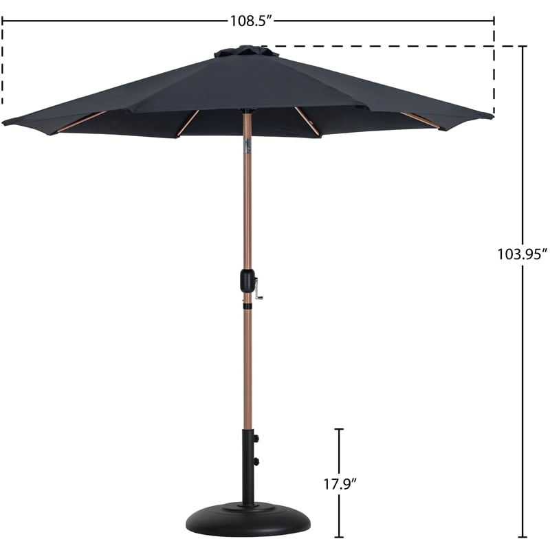 Meridian Furniture Fiji Black Polyester Patio Umbrella with Base Set