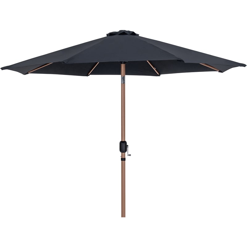 Meridian Furniture Fiji Black Polyester Patio Umbrella with Base Set