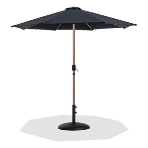 Meridian Furniture Fiji Black Polyester Patio Umbrella with Base Set