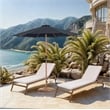 Meridian Furniture Fiji Black Polyester Patio Umbrella with Base Set