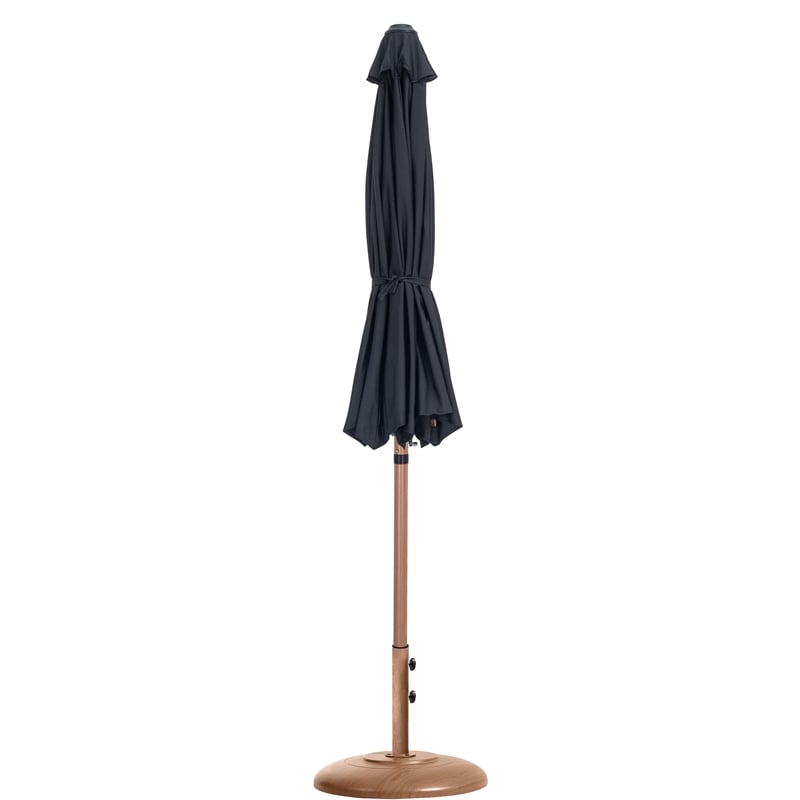 Meridian Furniture Fiji Black Polyester Patio Umbrella with Base Set