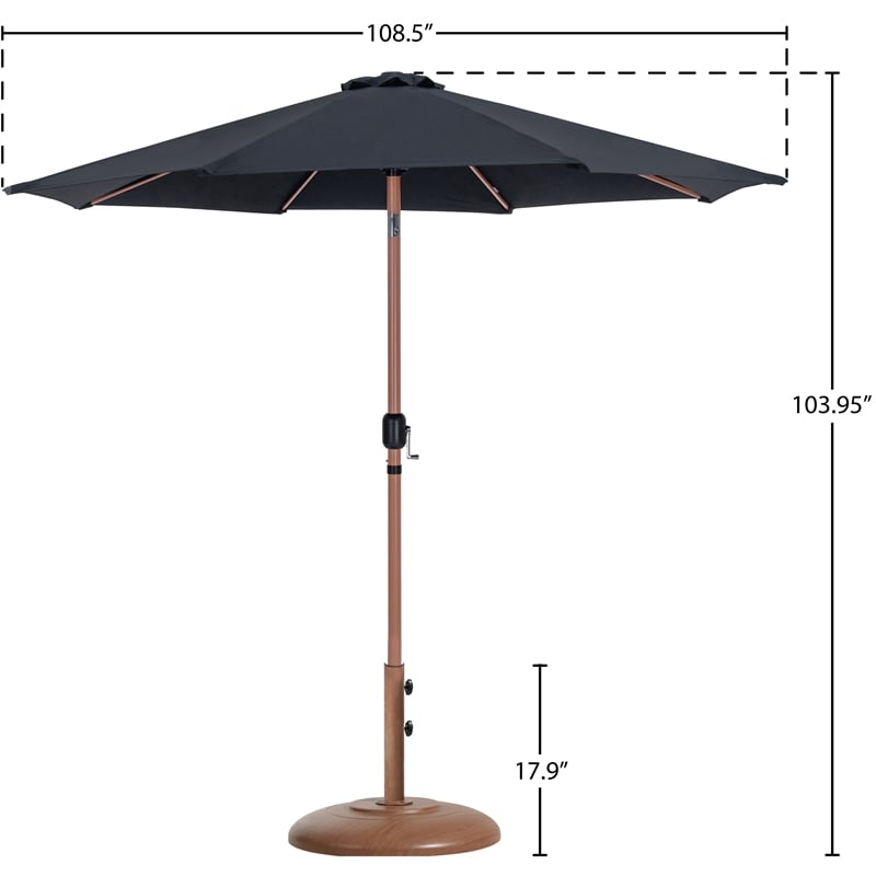 Meridian Furniture Fiji Black Polyester Patio Umbrella with Base Set