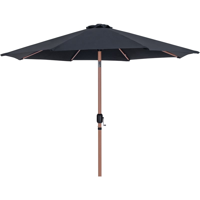 Meridian Furniture Fiji Black Polyester Patio Umbrella with Base Set
