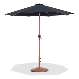 Meridian Furniture Fiji Black Polyester Patio Umbrella with Base Set