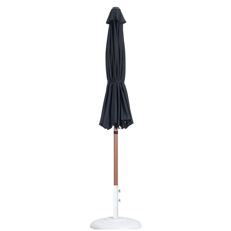 Meridian Furniture Fiji Black Polyester Patio Umbrella with Base Set