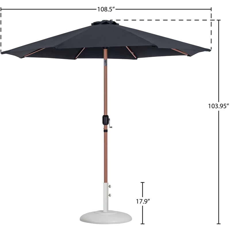 Meridian Furniture Fiji Black Polyester Patio Umbrella with Base Set