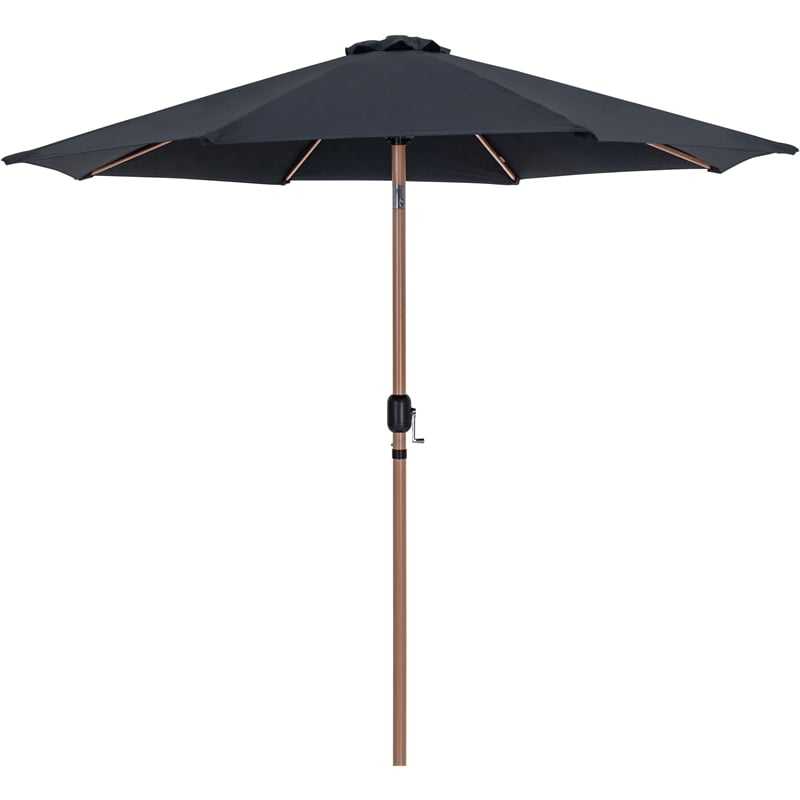 Meridian Furniture Fiji Black Polyester Patio Umbrella with Base Set