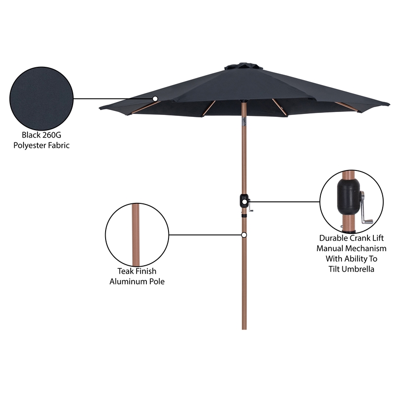 Meridian Furniture Fiji Black Polyester Patio Umbrella