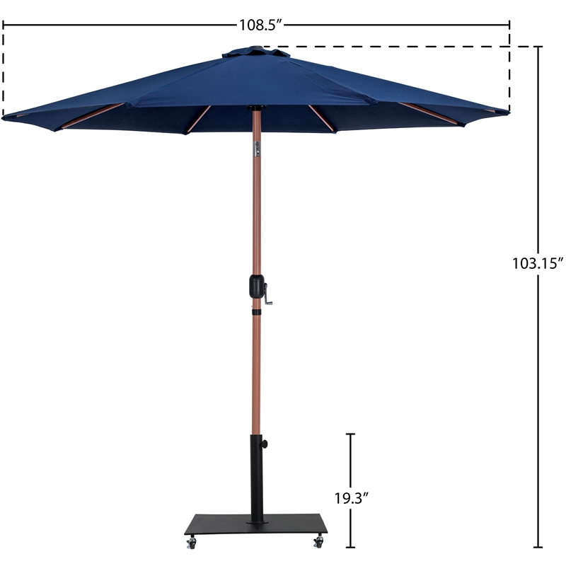 Meridian Furniture Fiji Navy Polyester Patio Umbrella with Base Set