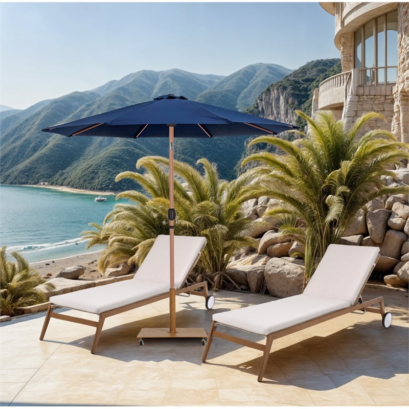 Meridian Furniture Fiji Navy Polyester Patio Umbrella with Base Set