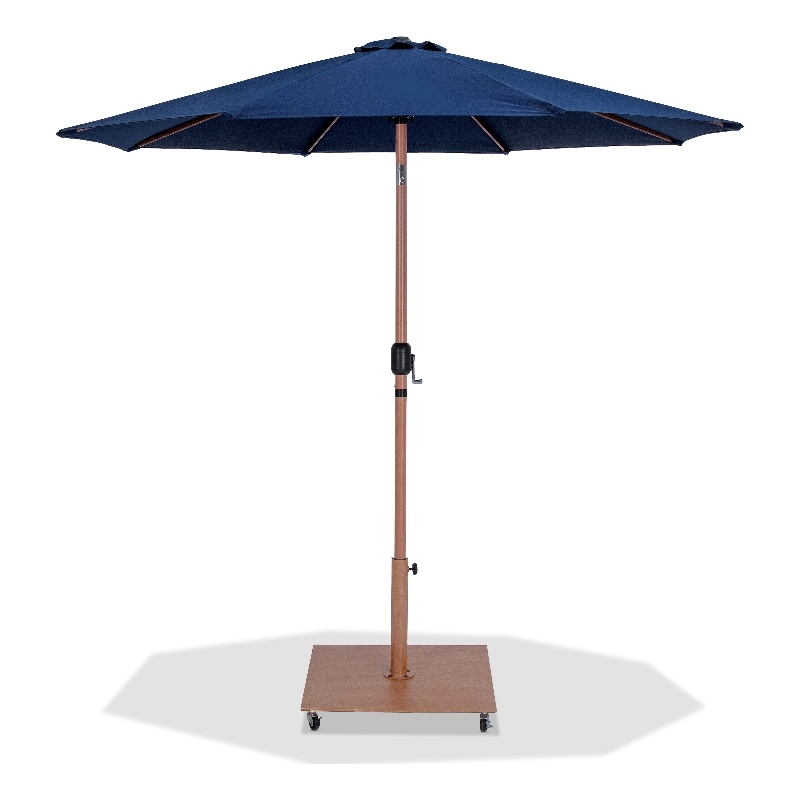 Meridian Furniture Fiji Navy Polyester Patio Umbrella with Base Set
