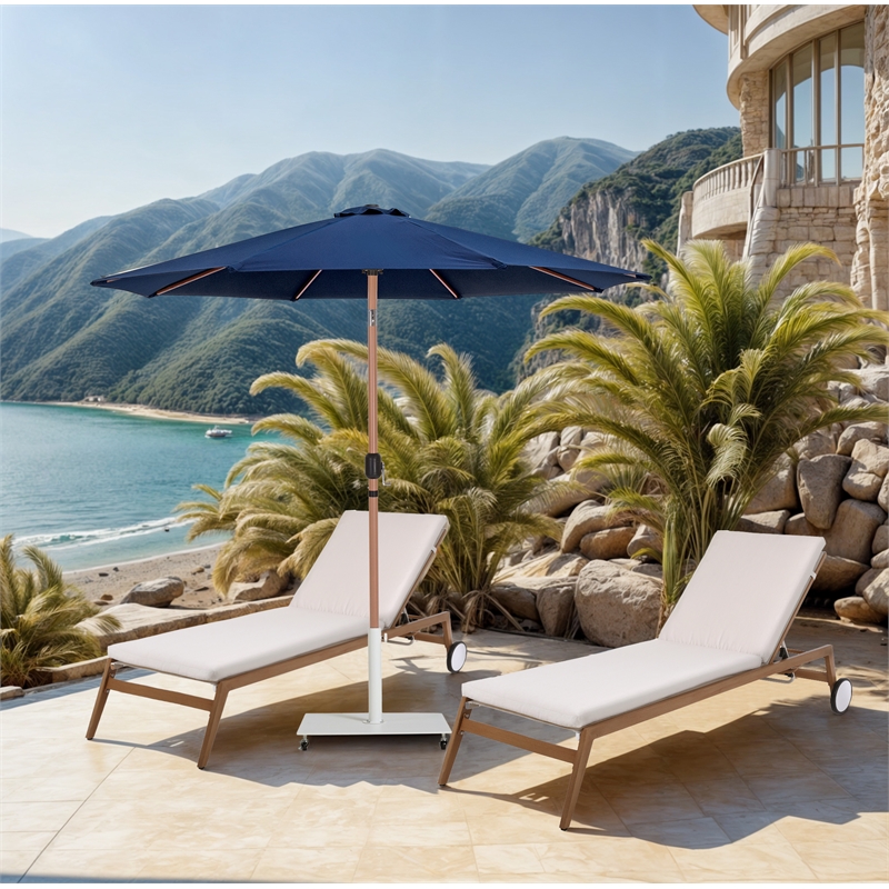 Meridian Furniture Fiji Navy Polyester Patio Umbrella with Base Set