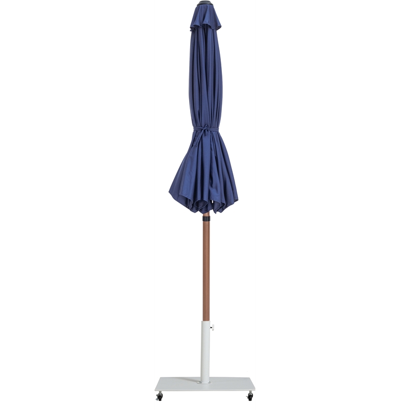 Meridian Furniture Fiji Navy Polyester Patio Umbrella with Base Set