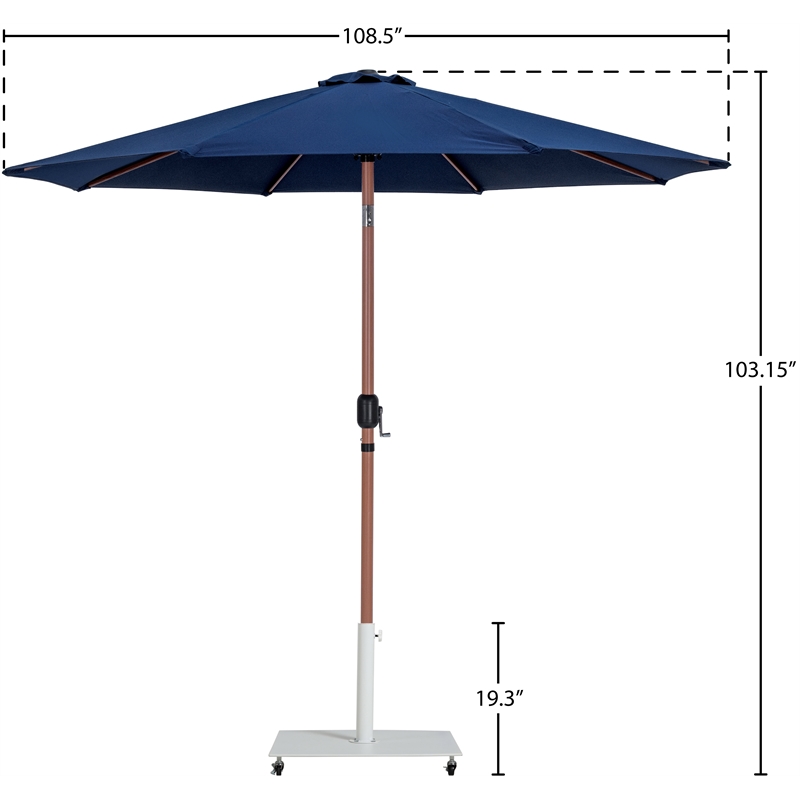 Meridian Furniture Fiji Navy Polyester Patio Umbrella with Base Set