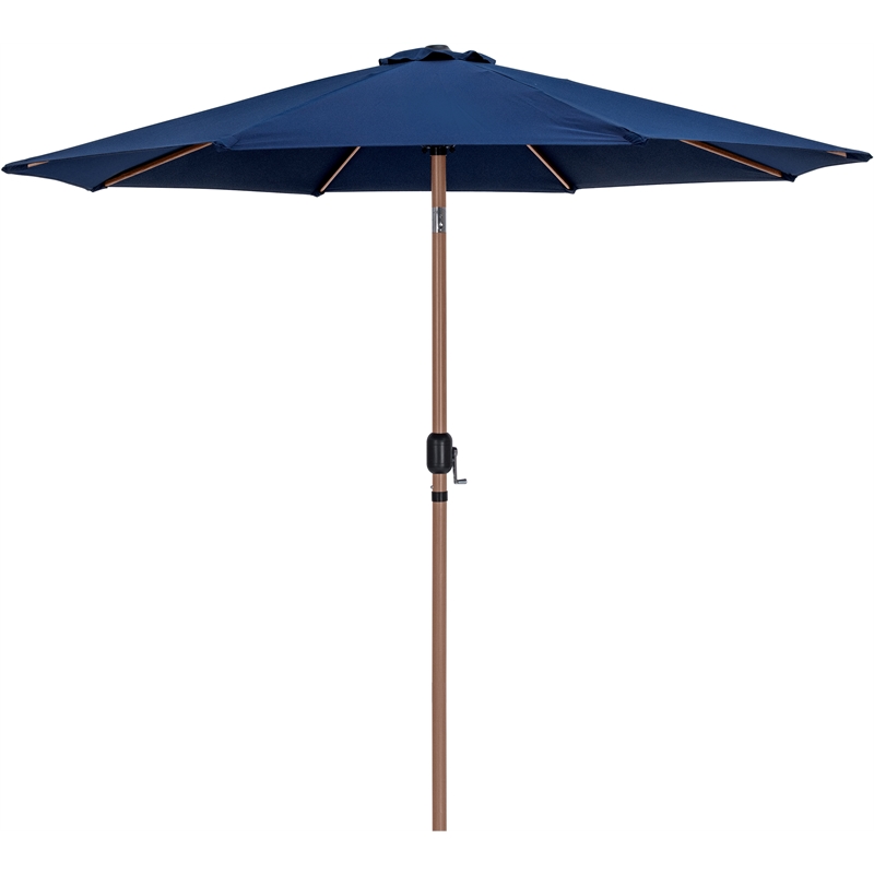 Meridian Furniture Fiji Navy Polyester Patio Umbrella with Base Set
