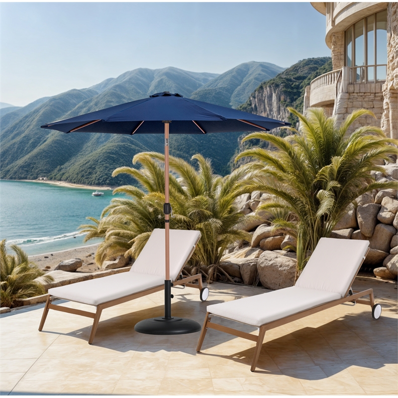 Meridian Furniture Fiji Navy Polyester Patio Umbrella with Base Set