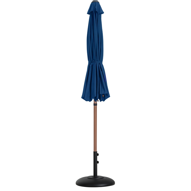 Meridian Furniture Fiji Navy Polyester Patio Umbrella with Base Set