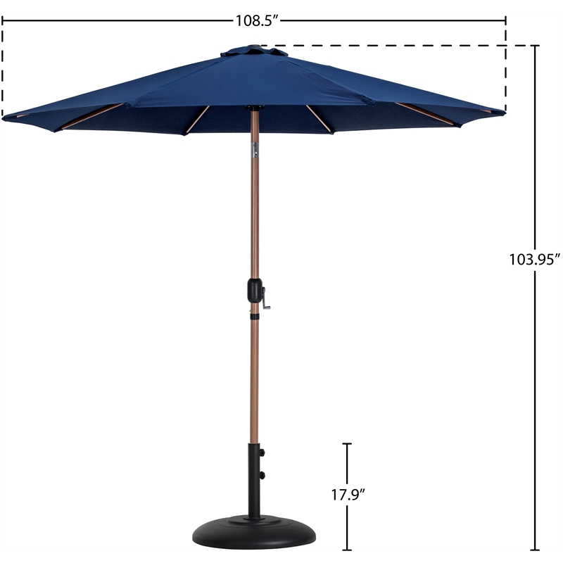 Meridian Furniture Fiji Navy Polyester Patio Umbrella with Base Set