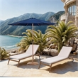Meridian Furniture Fiji Navy Polyester Patio Umbrella with Base Set
