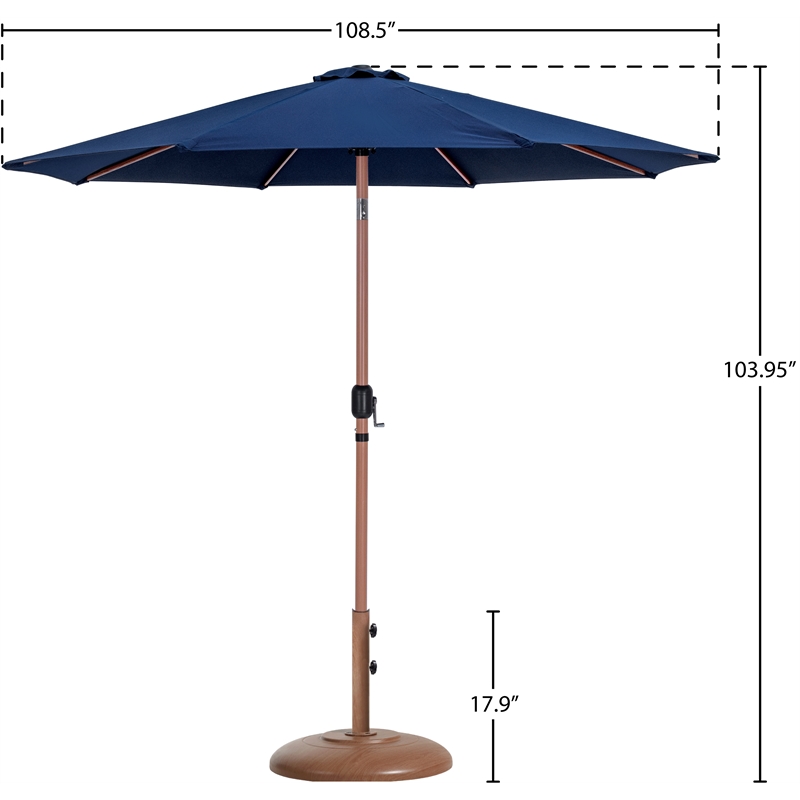 Meridian Furniture Fiji Navy Polyester Patio Umbrella with Base Set