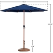 Meridian Furniture Fiji Navy Polyester Patio Umbrella with Base Set