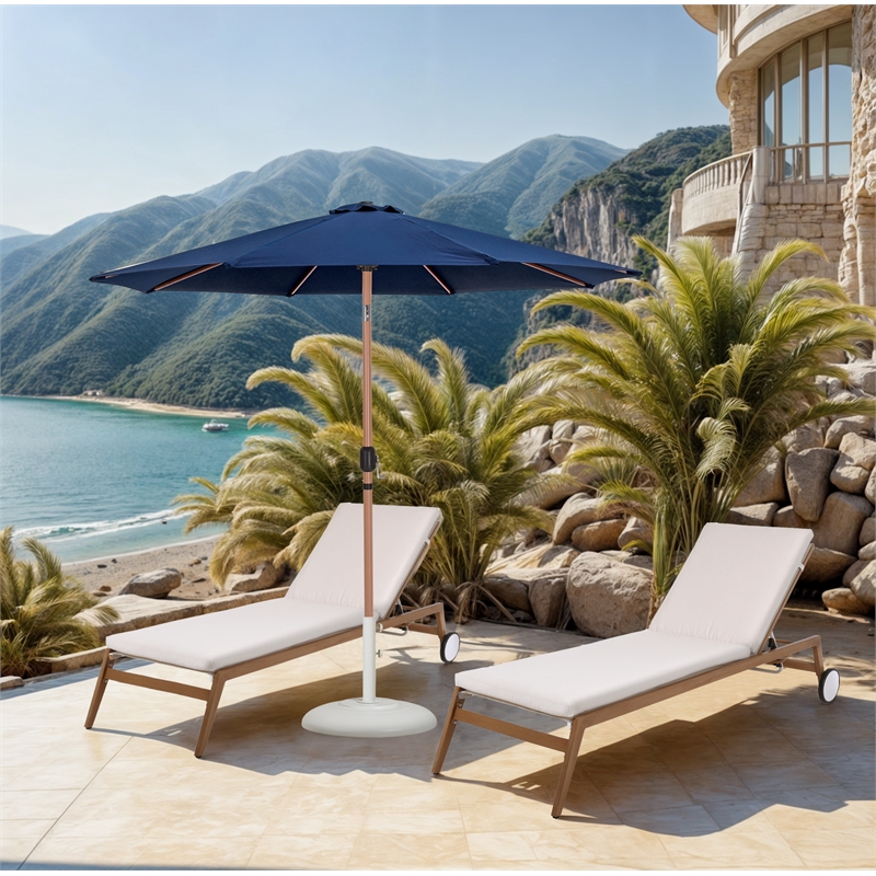 Meridian Furniture Fiji Navy Polyester Patio Umbrella with Base Set