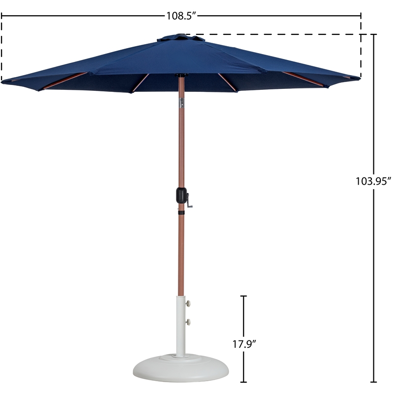 Meridian Furniture Fiji Navy Polyester Patio Umbrella with Base Set