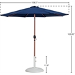 Meridian Furniture Fiji Navy Polyester Patio Umbrella with Base Set