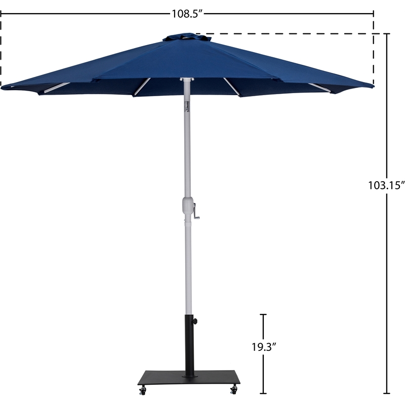 Meridian Furniture Fiji Navy Polyester Patio Umbrella with Base Set