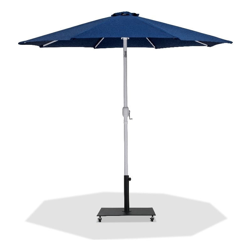 Meridian Furniture Fiji Navy Polyester Patio Umbrella with Base Set