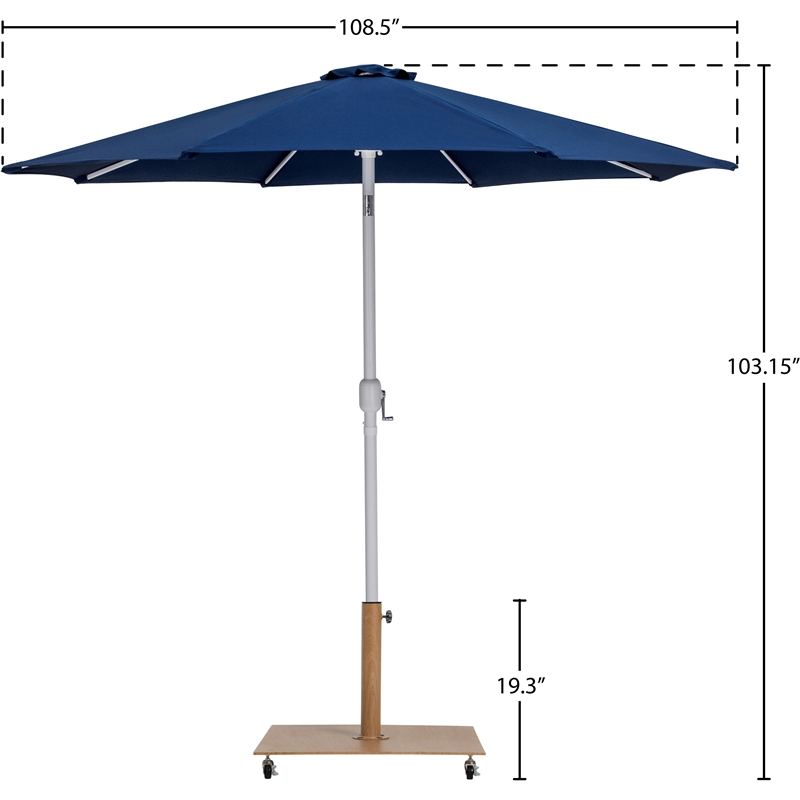 Meridian Furniture Fiji Navy Polyester Patio Umbrella with Base Set