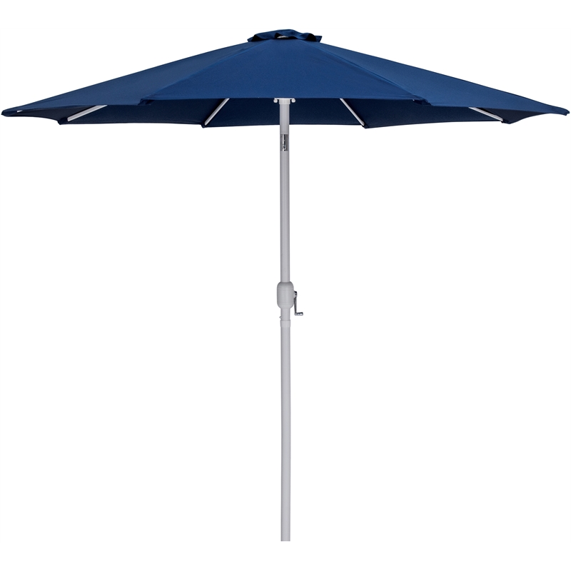 Meridian Furniture Fiji Navy Polyester Patio Umbrella with Base Set