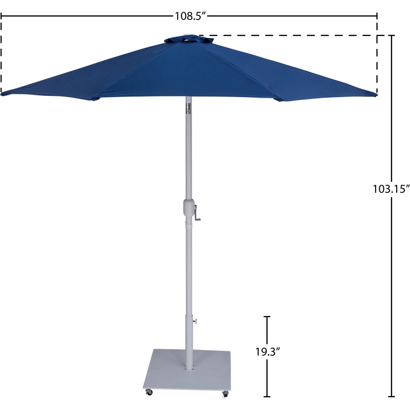 Meridian Furniture Fiji Navy Polyester Patio Umbrella with Base Set