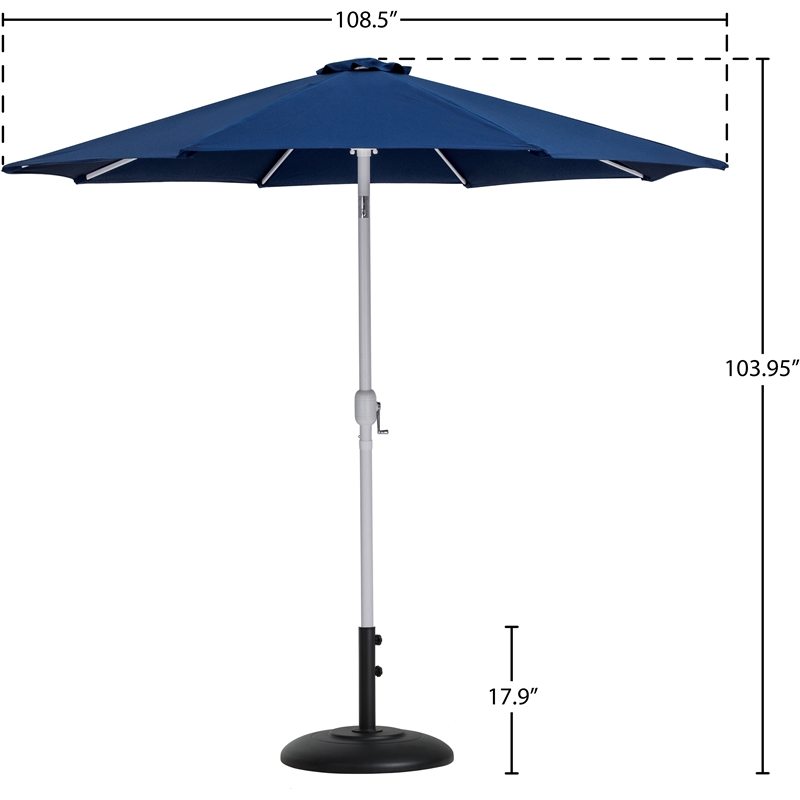 Meridian Furniture Fiji Navy Polyester Patio Umbrella with Base Set