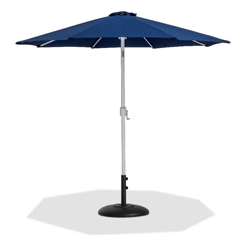 Meridian Furniture Fiji Navy Polyester Patio Umbrella with Base Set