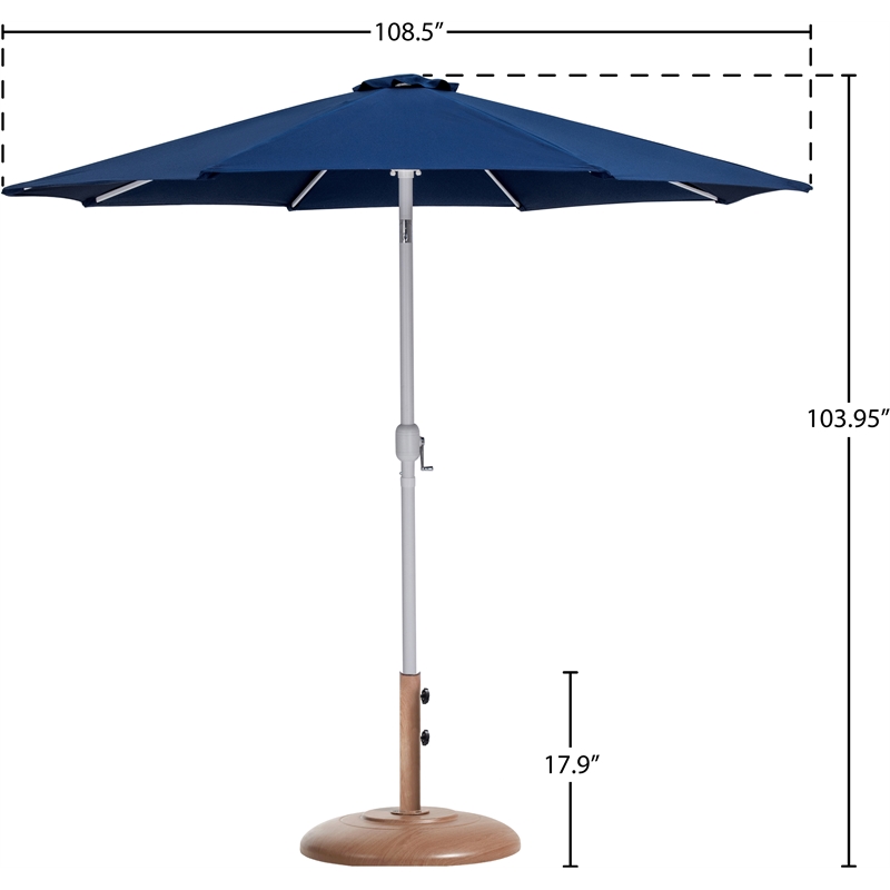 Meridian Furniture Fiji Navy Polyester Patio Umbrella with Base Set