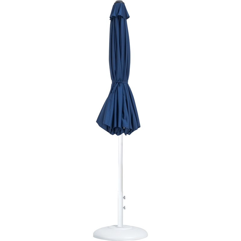 Meridian Furniture Fiji Navy Polyester Patio Umbrella with Base Set