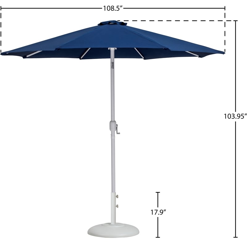 Meridian Furniture Fiji Navy Polyester Patio Umbrella with Base Set