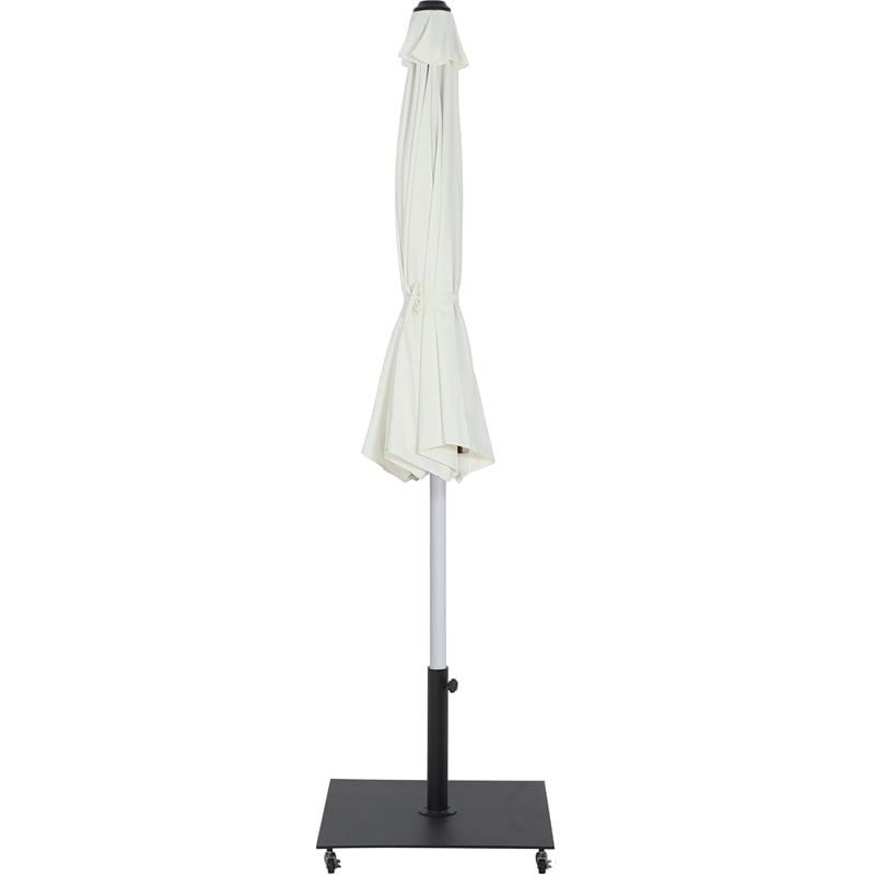 Meridian Furniture Fiji White Polyester Patio Umbrella with Base Set
