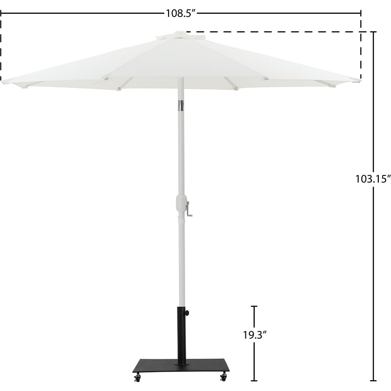 Meridian Furniture Fiji White Polyester Patio Umbrella with Base Set