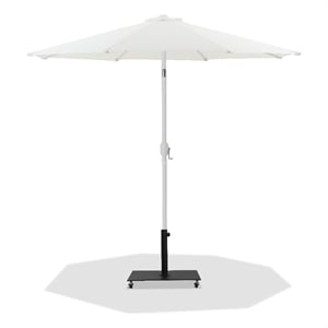 Meridian Furniture Fiji White Polyester Patio Umbrella with Base Set
