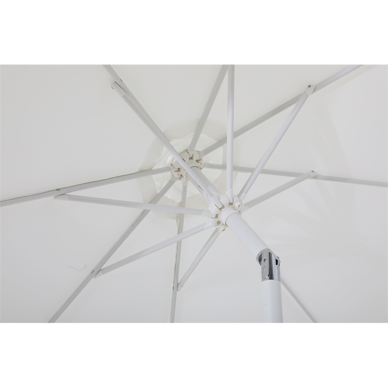 Meridian Furniture Fiji White Polyester Patio Umbrella with Base Set