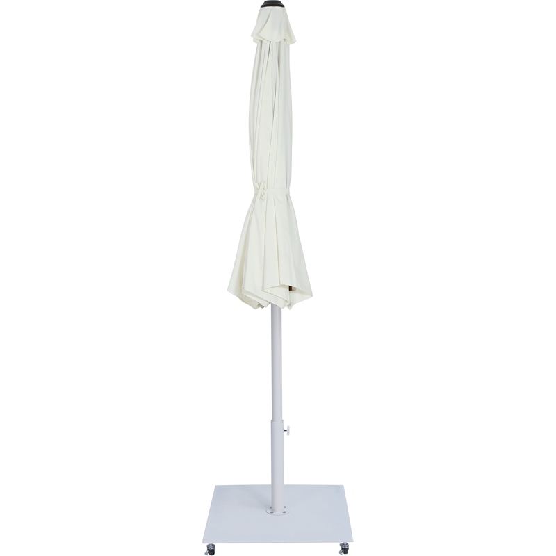 Meridian Furniture Fiji White Polyester Patio Umbrella with Base Set
