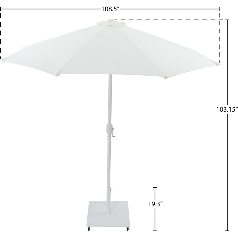 Meridian Furniture Fiji White Polyester Patio Umbrella with Base Set