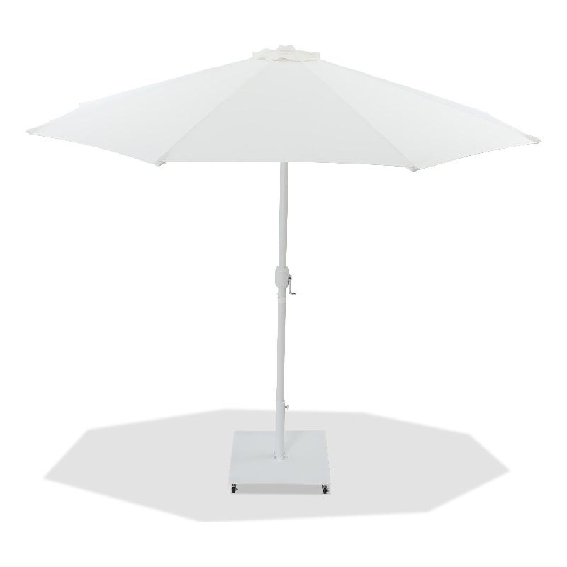 Meridian Furniture Fiji White Polyester Patio Umbrella with Base Set
