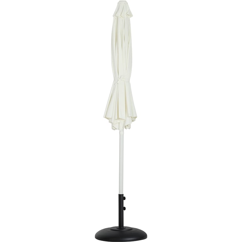 Meridian Furniture Fiji White Polyester Patio Umbrella with Base Set