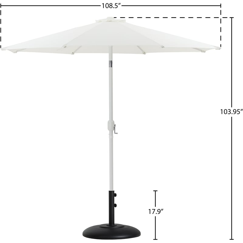 Meridian Furniture Fiji White Polyester Patio Umbrella with Base Set