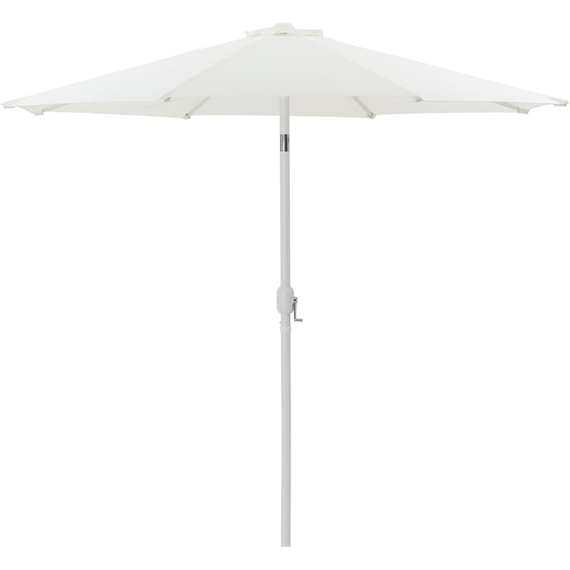 Meridian Furniture Fiji White Polyester Patio Umbrella with Base Set